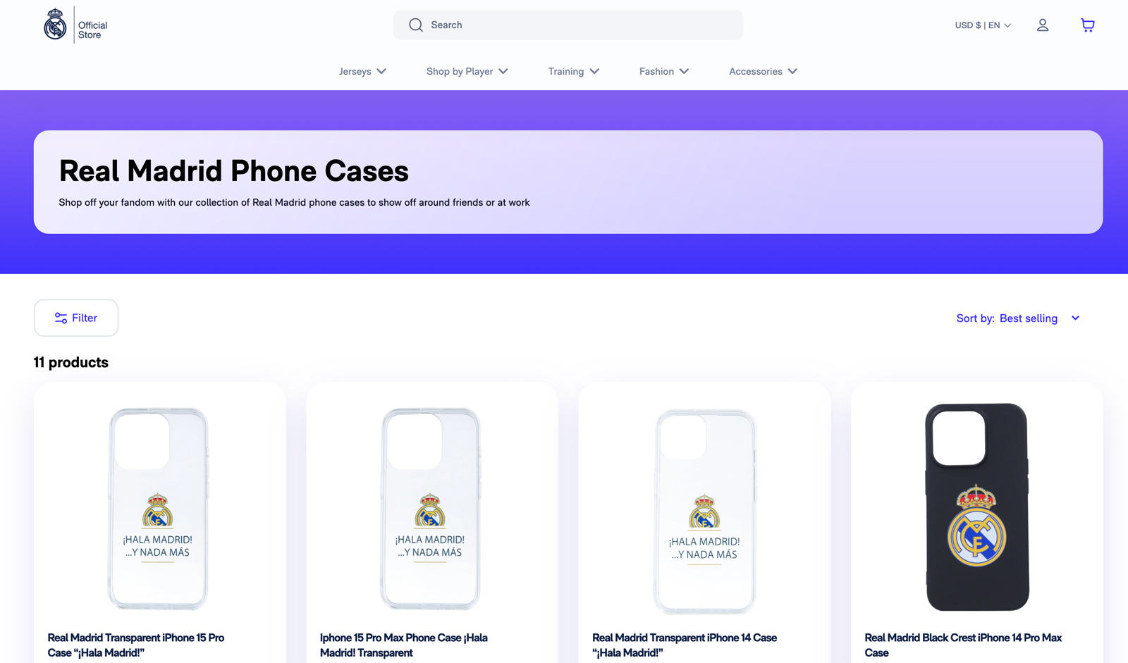 realmadrid.com phone cases storefront